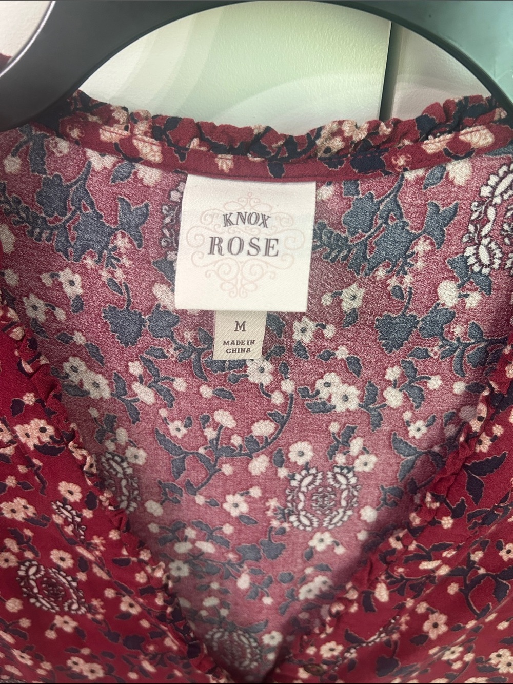 Knox Rose Red Mixed-Print V-Neck Boho Blouse - Picture 2 of 4